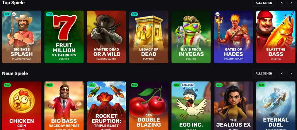 SlotLounge Casino Top Spiele und neue Slots mit verschiedenen beliebten Spielautomaten